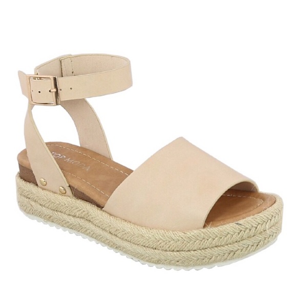 TOP Moda Shoes - Candide Women's Open Toe Ankle Strap Espadrille